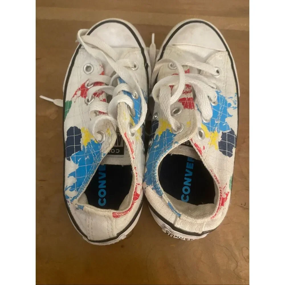 Converse size 12 world traveler map sneakers kids boys girls white multicolor